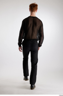 Fergal 1 back view black leather shoes black mesh t-shirt…